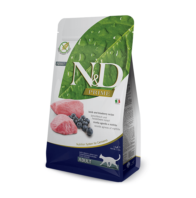 prime lamb cat Корм для кошек Farmina ND adult lamb&blueberry 1,5 kg, беззерновой корм — изображение 1