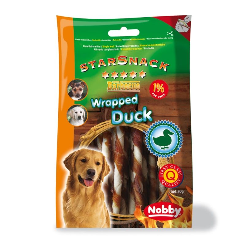 Корм Лакомство для собак Nobby Starsnack BBQ Утиная мясная лента на кости, 375 g.