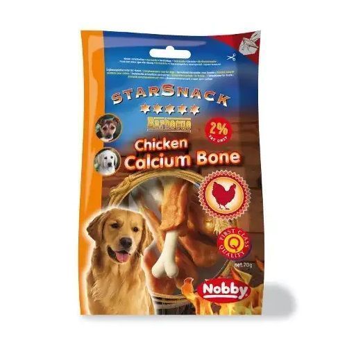 Корм Лакомство для собак Nobby Starsnack BBQ Курица на косточке с кальцием, 70 g.