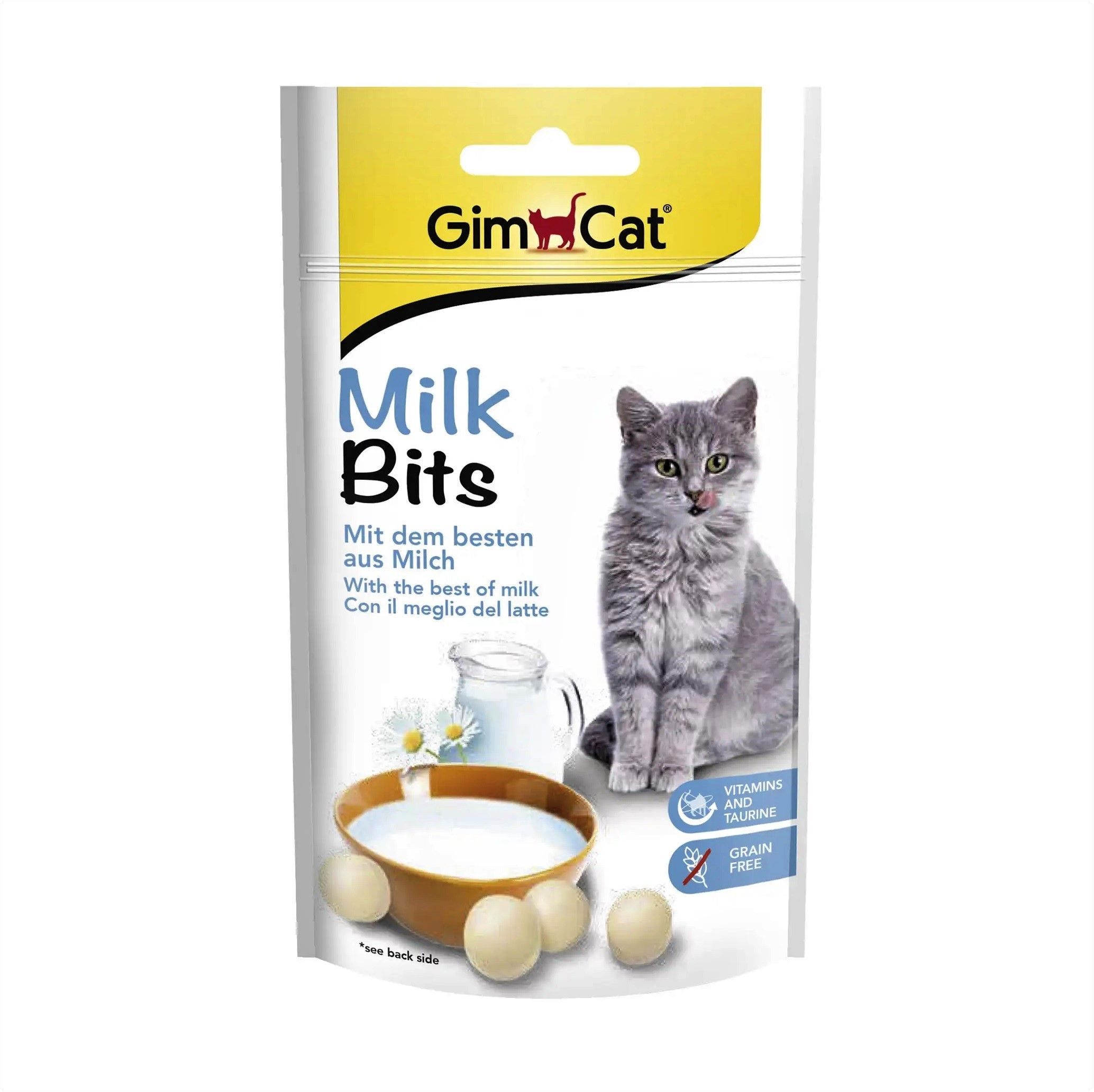 gimcat-milk-bits-40-g Лакомство для кошек Gimcat Mini-tabs Milk-bits 40 g. — изображение 1