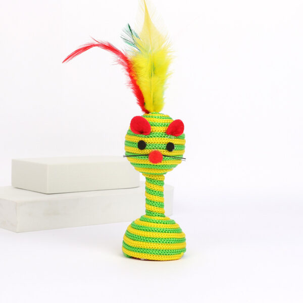 Игрушка для кошек Гантель разноцветная с пером - Image 2