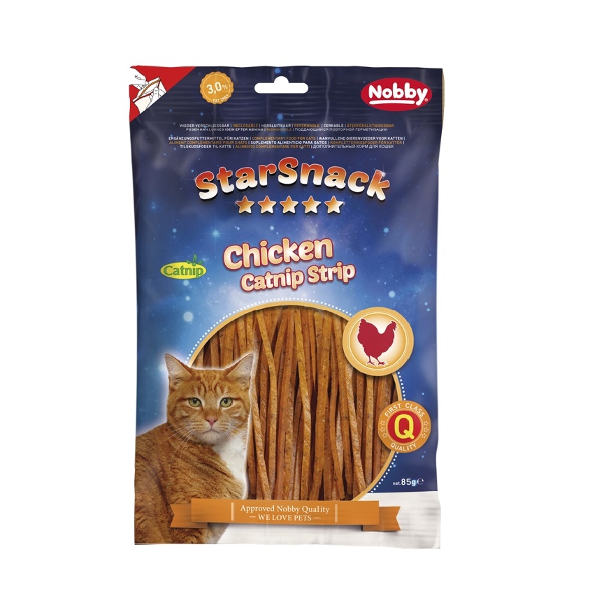 5040135WRlRqWmm08E Корм Лакомство для кошек Nobby Starsnack Chicken Catnip Strip, 80 g. — изображение 1