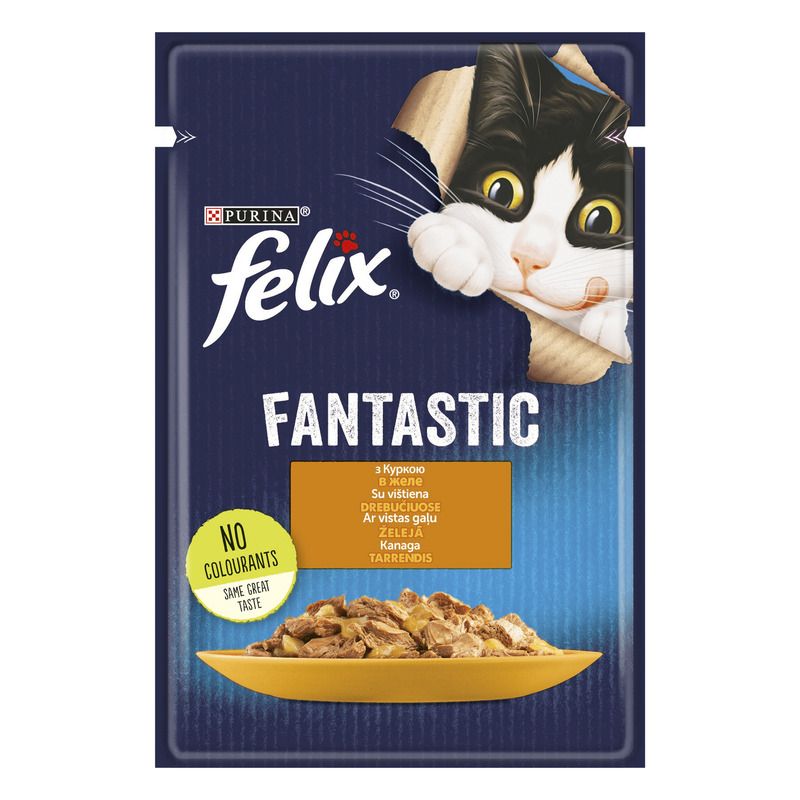 Корм для кошек Purina Felix Fantastic кусочки в желе с курицей, 85г.