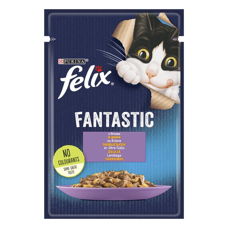 Корм для кошек Purina Felix Fantastic кусочки в желе с ягненком, 85г.
