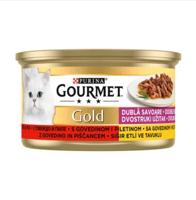 Корм для кошек Purina Gourmet Gold кусочки с говядиной и курицей, 85 г.