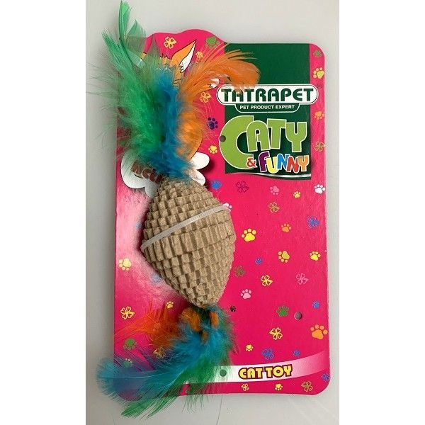 Игрушка для кота, картон с перьями, 15 см, CATY & FUNNY