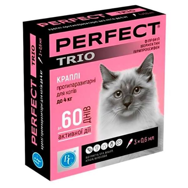 505458635_700130769447085_2917367859228012640_n Капли от блох и клещей Perfect Trio для кошек до 4 кг, 3 пипетки по 0,6 мл — изображение 1