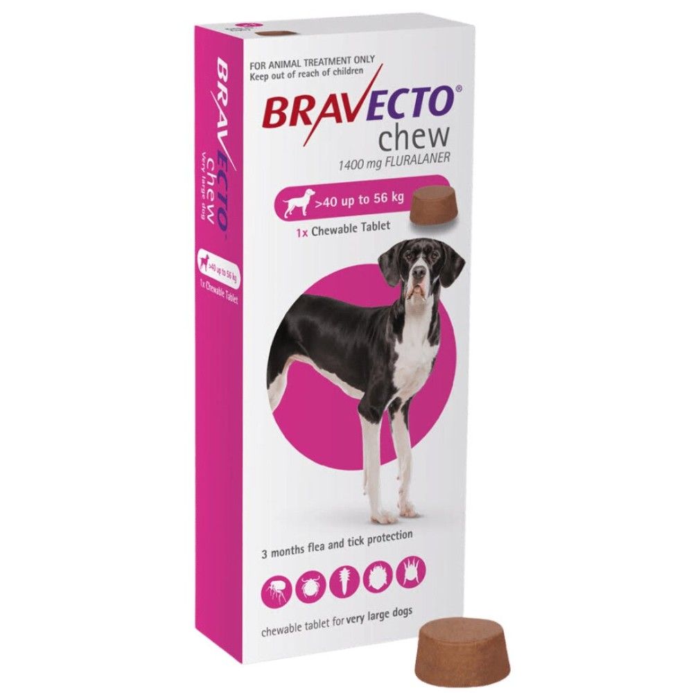 Bravecto Chew, câini, 40-56 kg-1000x1000 Бравекто 1400 мг, таблетка для собак 40-56 кг - Image 1
