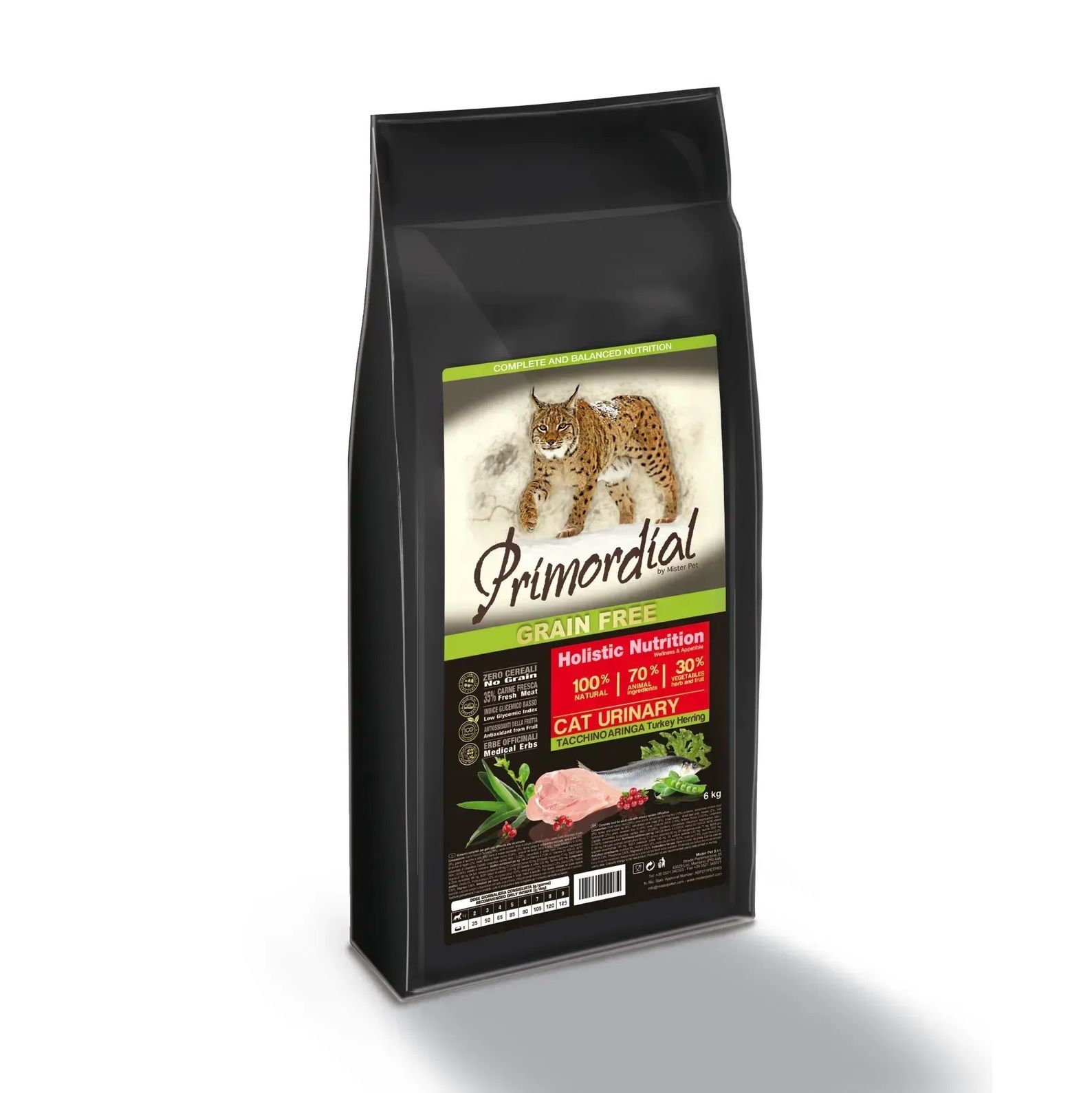 Корм для кошек Primordial Cat Urinary Turkey & Herring 6kg (Уринари, Индейка-Сельдь)