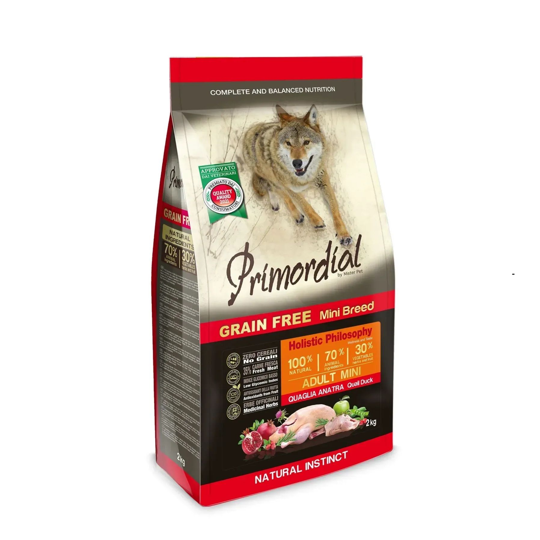 primordial-dog-adult-mini-quail-duck-6kg Корм для собак Primordial Dog Adult Mini Quail & Duck 6kg (Утка-Перепелка) - Image 1