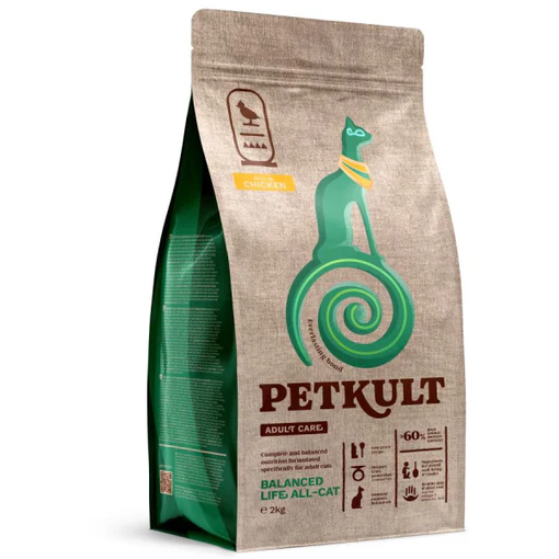 Сухой корм Petkult Adult Care Balanced Life All-Cat с курицей, 7 кг