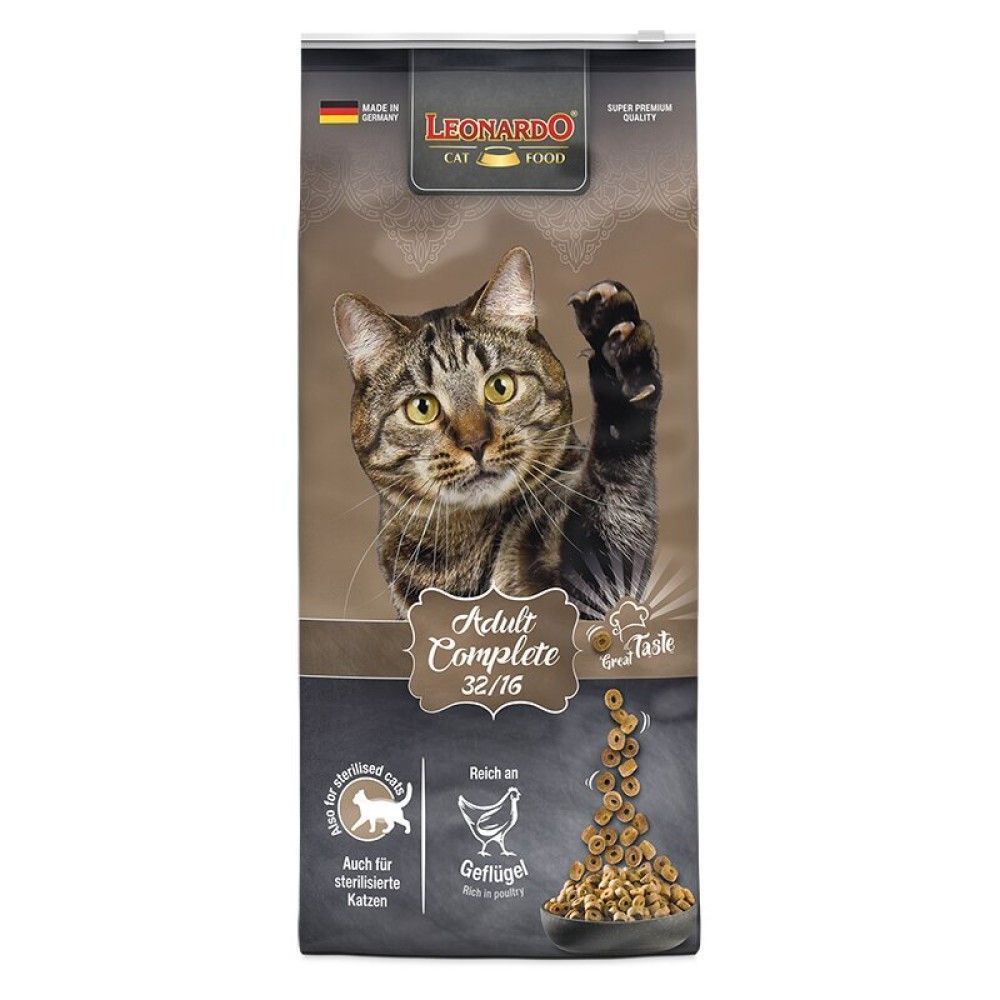 Leonardo Adult Complete, pui, pisici, 15 kg-1000x1000 Сухoй корма для кошек Leonardo Adult Complete 32/16, с курицей для кошек, 15 кг — изображение 1