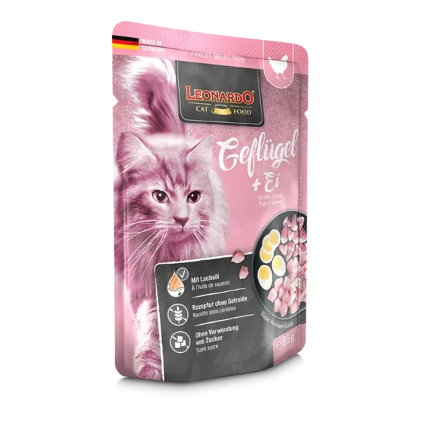 Влажные корма для кошек Leonardo Poultry + Egg (курица и яйцо) 85gr - Image 2