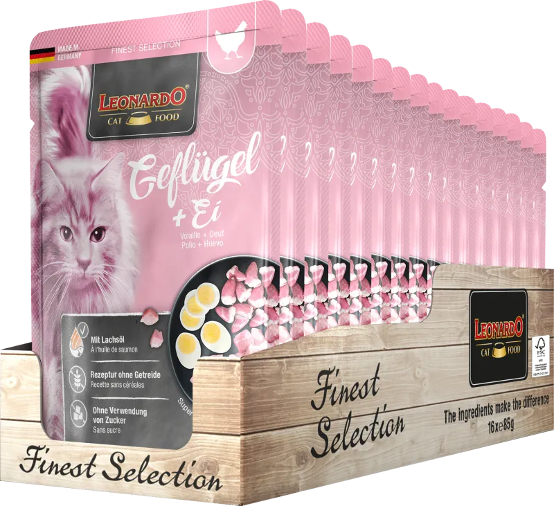 Влажные корма для кошек Leonardo Poultry + Egg (курица и яйцо) 85gr