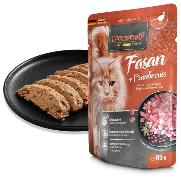 Влажные корма для кошек Leonardo Fasan & Cranberry (фазан и клюква) 85gr — изображение 3
