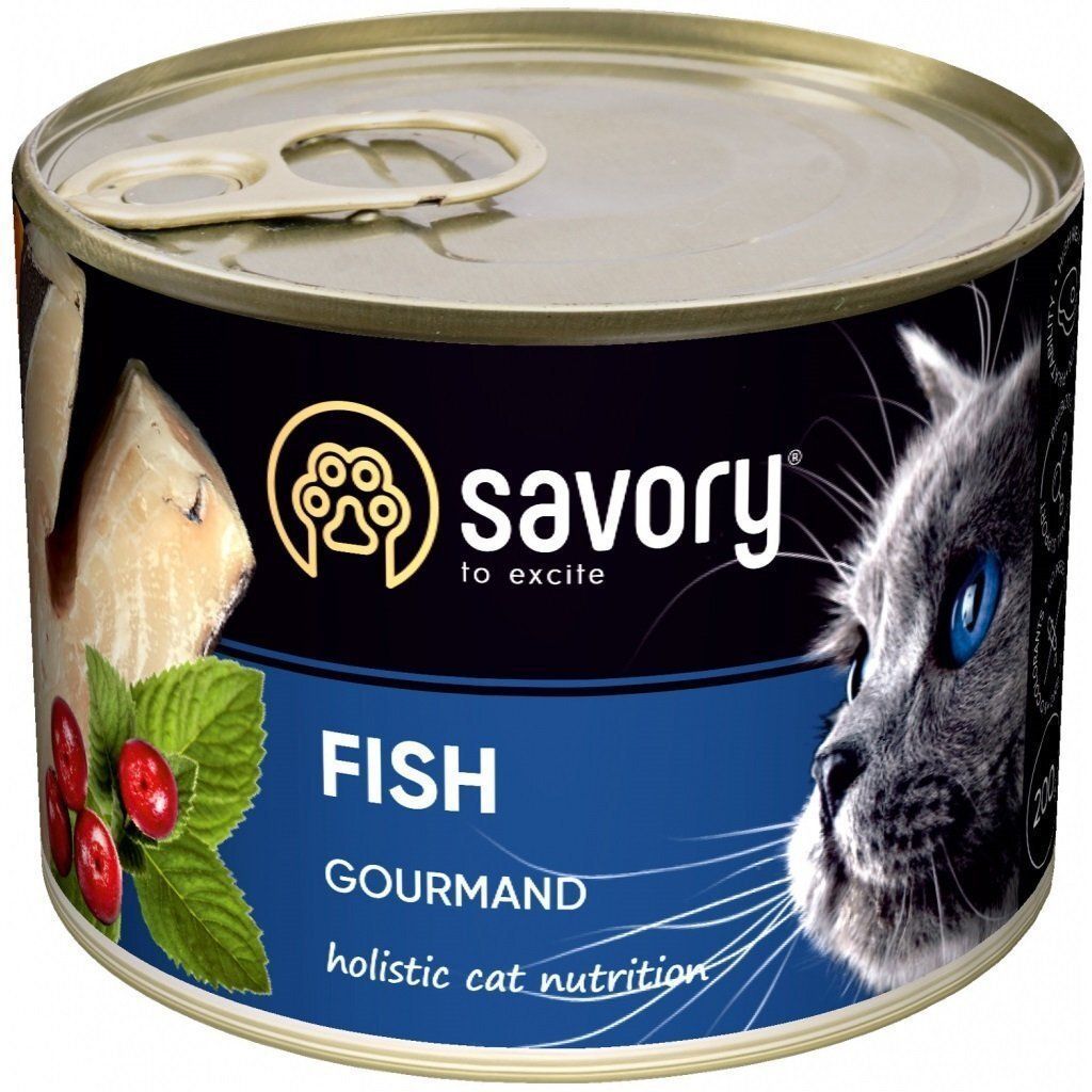 82_4000 Влажный корм для котов Savory Adult для привередливых котов Рыба 200г — изображение 1