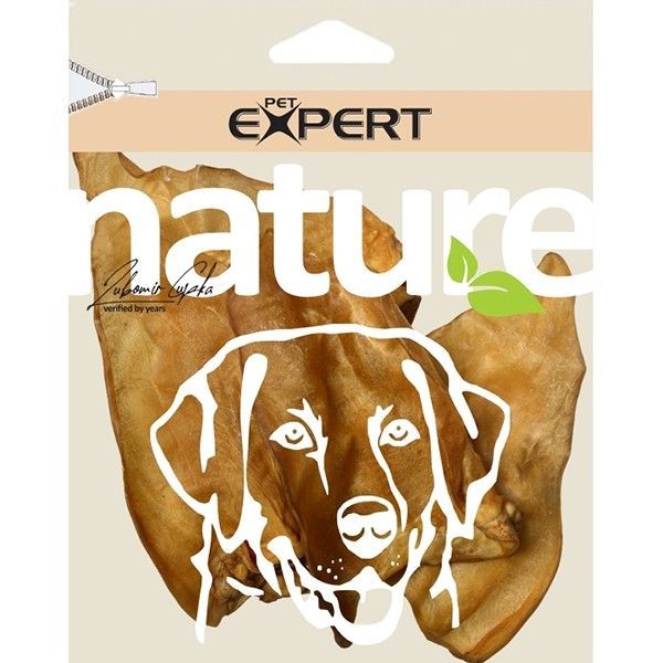 Лакомство из сушеных говяжьих ушей, 5 шт., PET EXPERT, натуральный цвет.